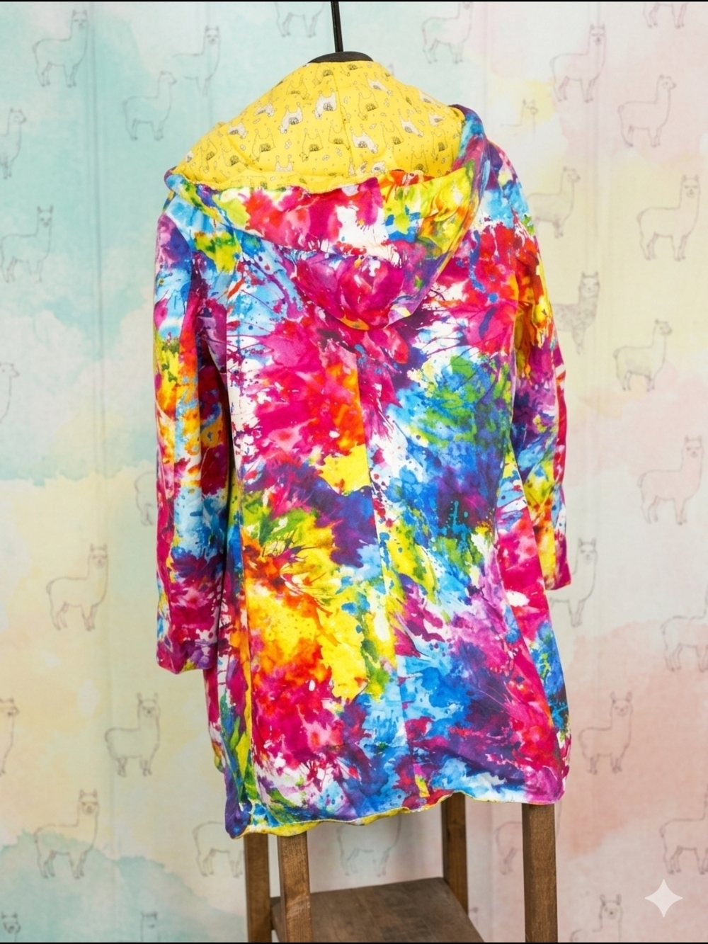 HANDMADE Reversible Coat - S/M - Unique Tie-Dye/Alpaca Pattern - Picture 6 of 9